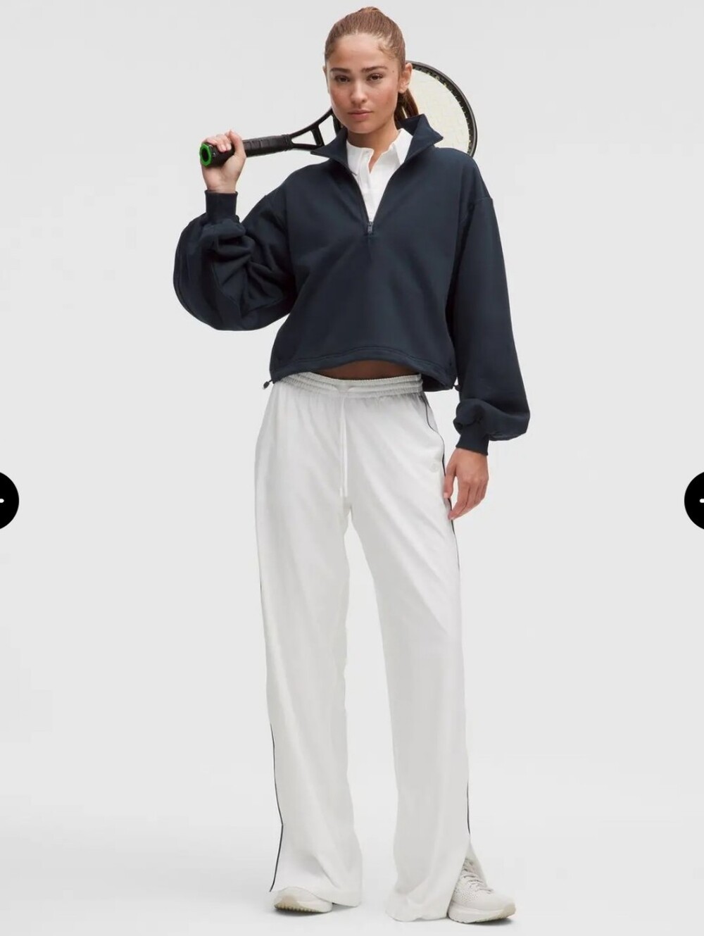 Lululemon Sporty Cotton Terry Tennis Half Zip Cowl Neck Sweatshirt True Navy NWT